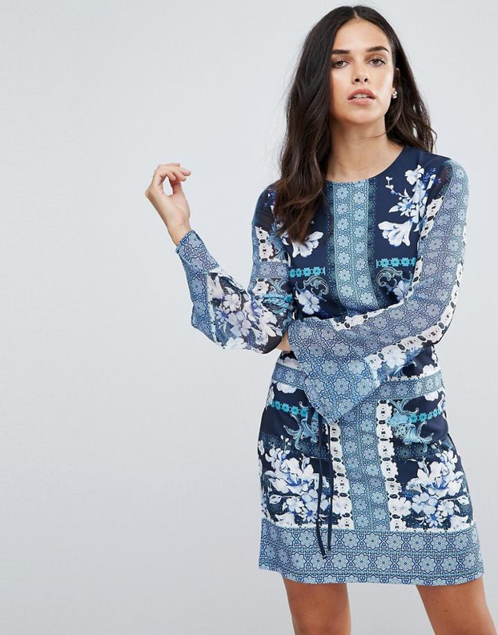 Jessica Wright Floral Printed Shift Dress - Blue