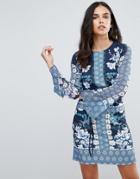 Jessica Wright Floral Printed Shift Dress - Blue
