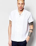 Asos White Shirt With Revere Collar In Regular Fit - White