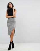 Asos Tailored High Waist Pencil Skirt In Check With Split Detail - Multi