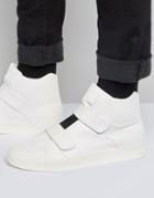 Asos High Top Sneakers In White With Elastic And Straps - White