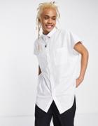 Asos Design Extreme Oversized Sleeveless Shirt In White
