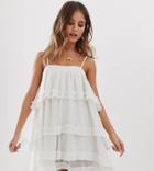 White Sand Tiered Mini Dress In Ivory - White