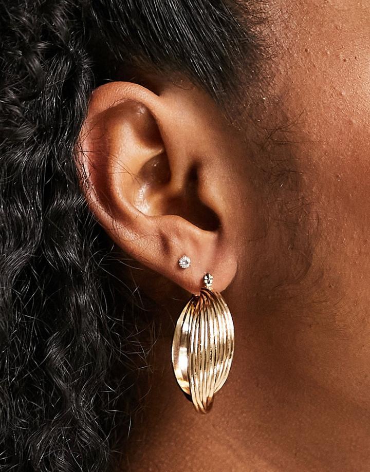 Topshop Loose Twist Hoop Earrings In Gold
