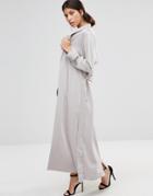 True Decadence Satin Duster Coat - Gray
