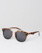 Missguided Geometric Frame Tortoise Shell Sunglasses - Brown