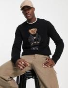 Polo Ralph Lauren Icon Bear Knit Wool Sweater In Black