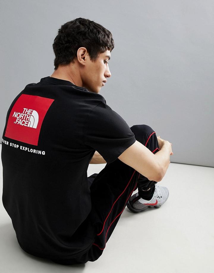 The North Face Red Box T-shirt Back Print In Black - Black