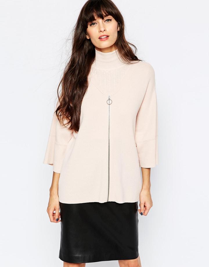 Selected Sonia Cardigan With Zip Front - Silver Peony