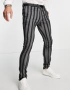 Bolongaro Trevor Crepe Stripe Skinny Fit Suit Pant-black