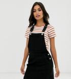 Brave Soul Petite Overall Dress With Pockets-black