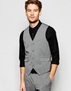 Asos Slim Vest With Stretch In Mid Gray - Gray
