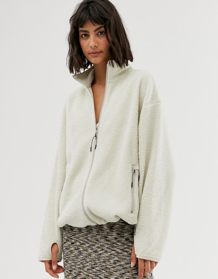 Weekday Micro Fleece Jacket In Off White
