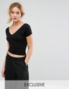 Monki Ruched Front Top - Black