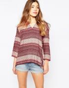 Only Printed Tunic Top - Red Ochre Aop Print