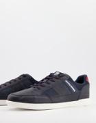 Jack & Jones Sneakers With Side Logo In Faux Leather Navy-blues