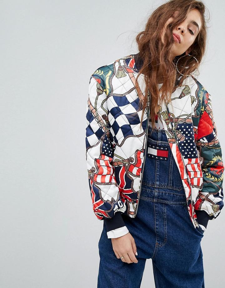 Tommy Jeans 90s Capsule Bomber With Flag Print - Multi