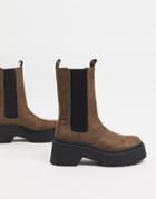 River Island Clean Chunky High Ankle Boot In Gray-grey