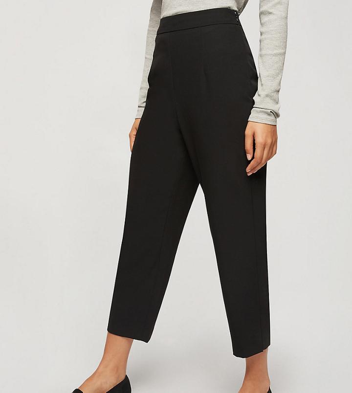 Miss Selfridge Petite High Waist Cigarette Pants In Black