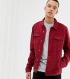 Asos Design Tall Denim Jacket In Red - Red