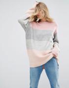 Asos Sweater In Block Stripe - Pink