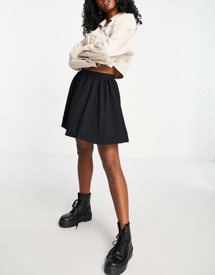 Fashion Union Textured Full Volume Mini Skirt In Black
