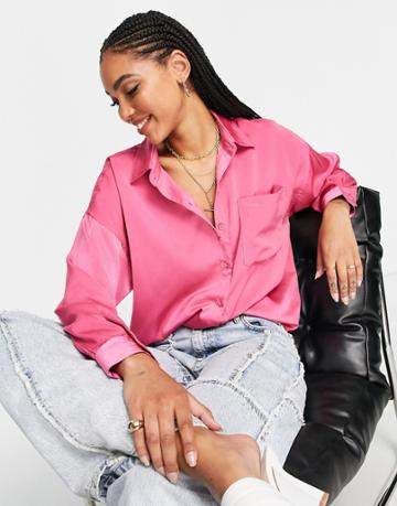 Lola May Oversized Shirt In Hot Pink