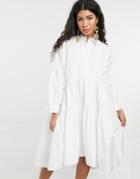 Sister Jane Volume Midi Shirt Dress - White