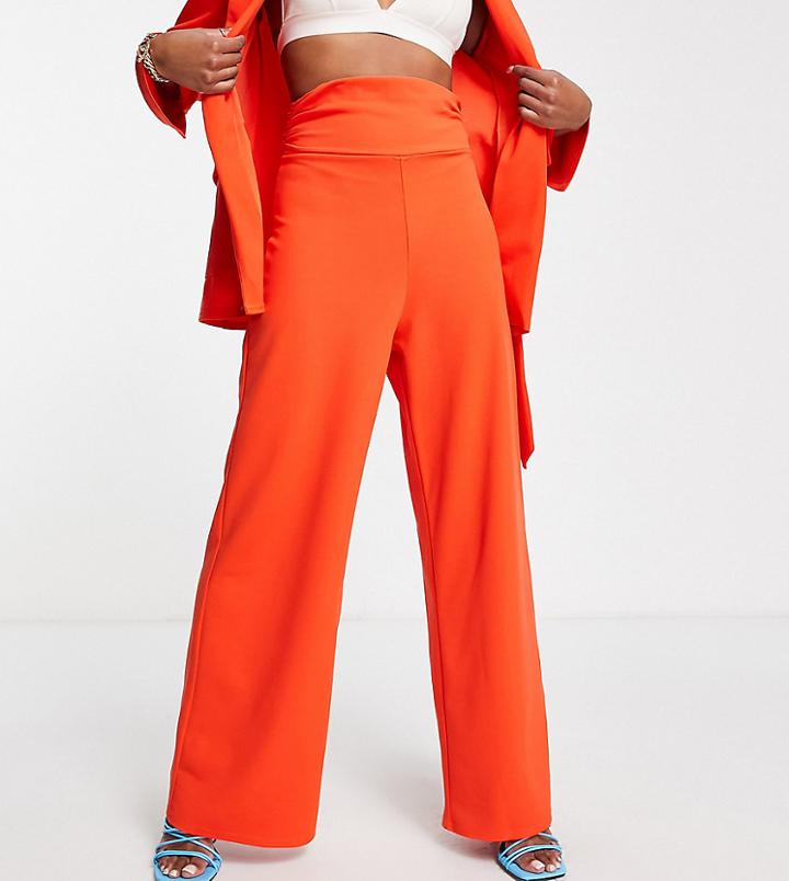 Asos Design Petite Jersey Suit Super High Waist Wide Leg Pants In Red