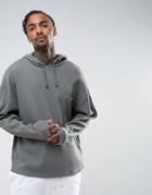 Asos Oversized Hoodie In Waffle With Chest Pocket - Green
