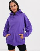 Asos Design Oversized Hoodie With Buckle Detail-purple