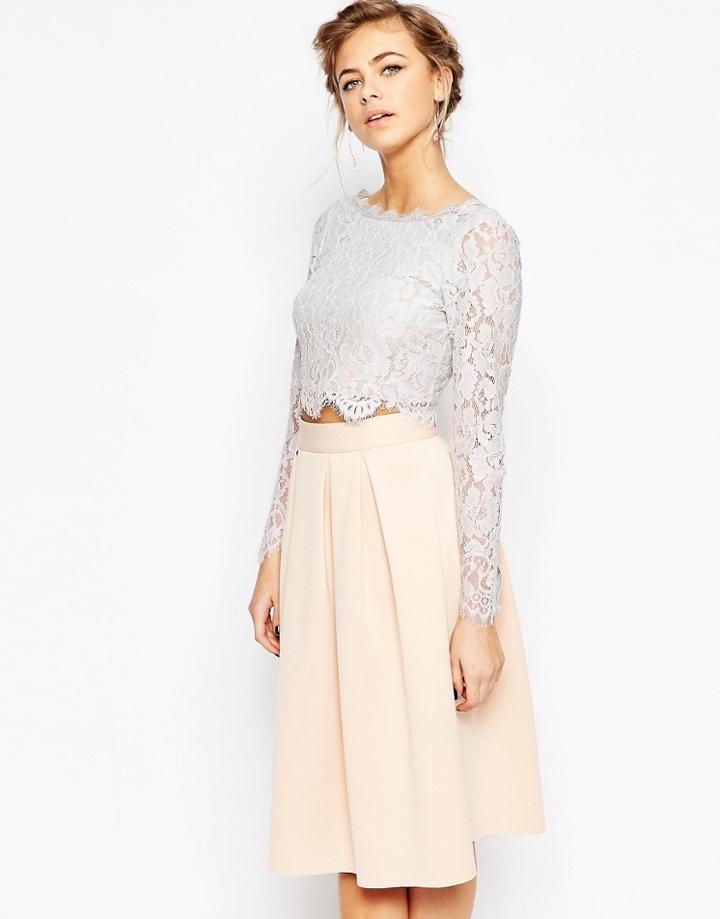 Coast Sardinia Lace Crop Top In Gray - Gray