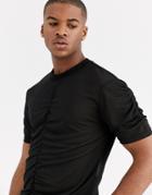 Asos Design T-shirt With Ruching In Mesh