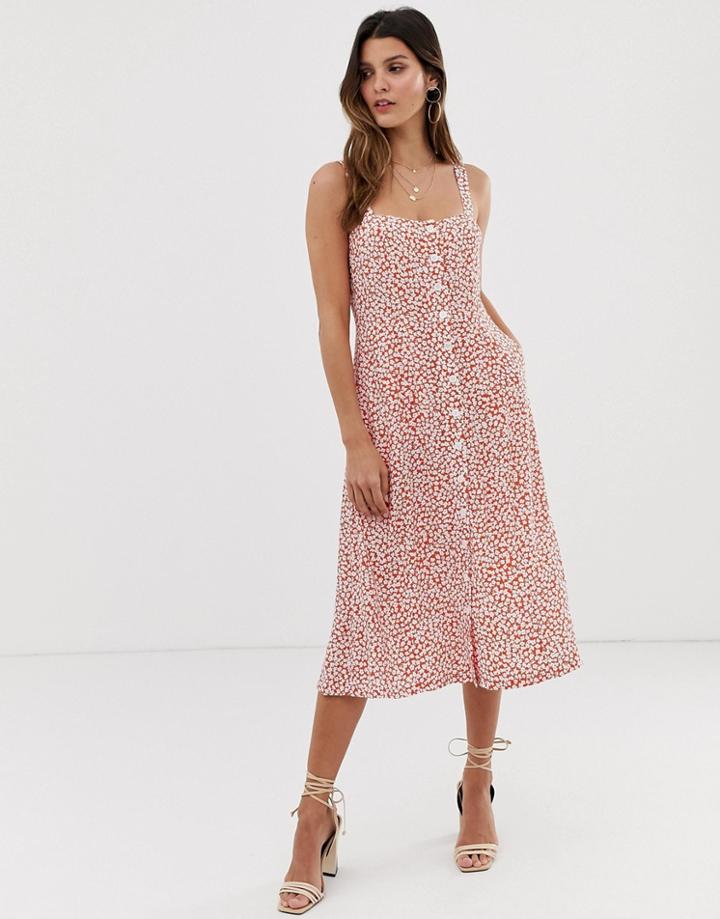 Capulet Sunny Midi Dress With Button Front - Red