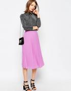 Asos Pleated Midi Skirt - Lilac