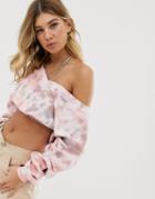 Public Desire Crop Sweatshirt In Tie Dye-pink