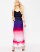 Asos Pleated Maxi Dress In Dip Dye - Multi