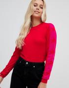 Qed London Star Sleeve Sweater - Red