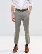 Asos Slim Smart Cropped Trousers In Light Khaki - Khaki