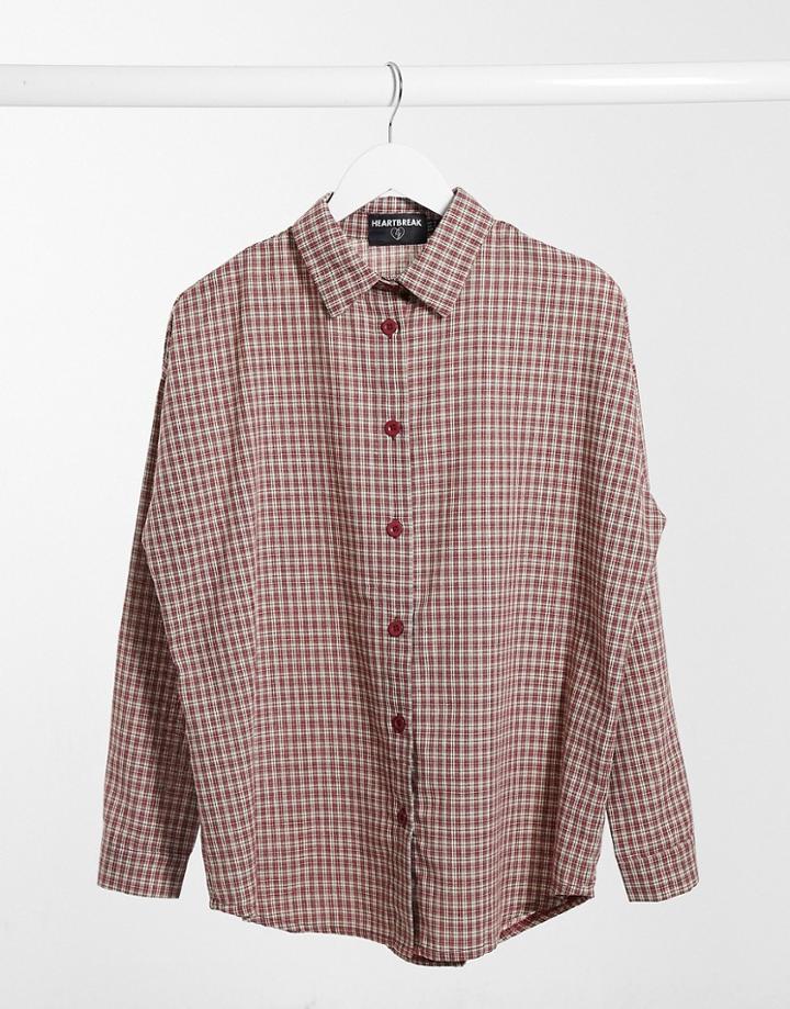 Heartbreak Oversized Plaid Shirt In Burnt Orange-multi