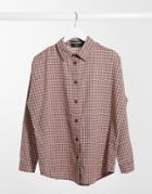 Heartbreak Oversized Plaid Shirt In Burnt Orange-multi