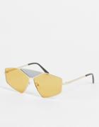 Karl Lagerfeld Navigator Sunglasses In Sand Gold