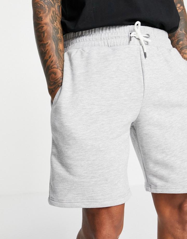 River Island Slim Jersey Shorts In Gray-grey
