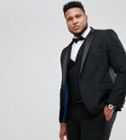Harry Brown Plus Plain Black Slim Fit Tuxedo Suit Jacket - Black