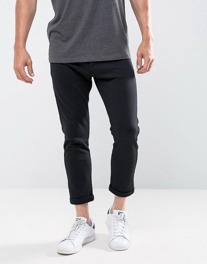 Casual Friday Slim Fit Cropped Pants In Jersey - Black
