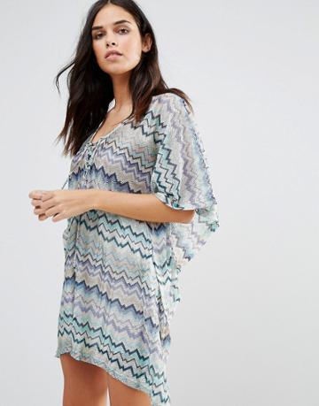 Traffic People Printed Kimono - Blue