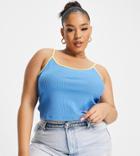 Collusion Plus 90's Rib Contrast Strap Cami In Blue And Yellow-blues
