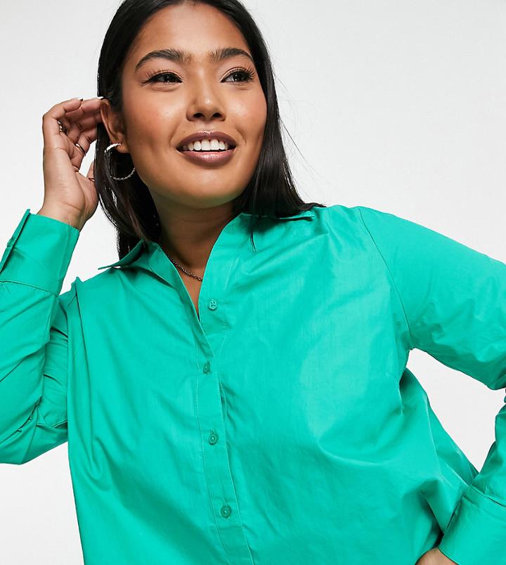 Pieces Curve Open Back Shirt In Bright Green