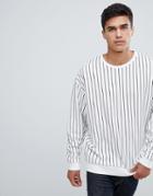 Asos Design Oversized Sweatshirt With Pinstripe - White