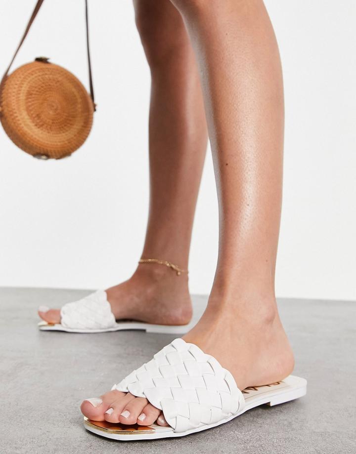 River Island Woven Flat Sandals In White